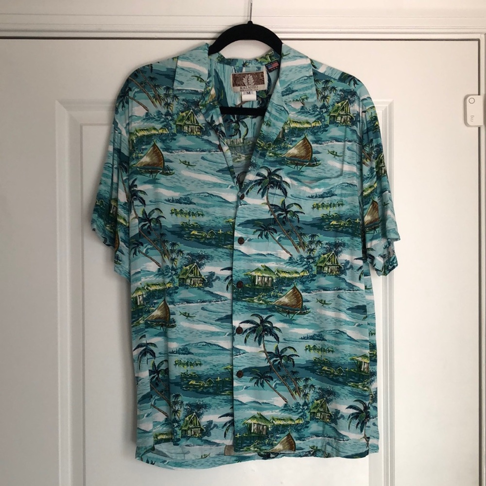 Men’s Authentic Tropical Blue Hawaiian Shirt